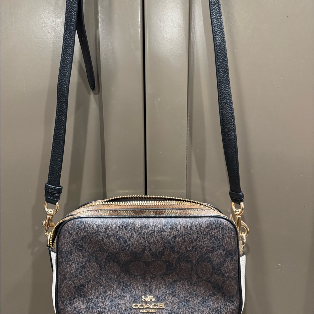 Coach Signature Brown and Black Crossbody Bag